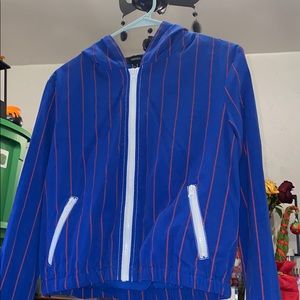 Blue and red striped jacket